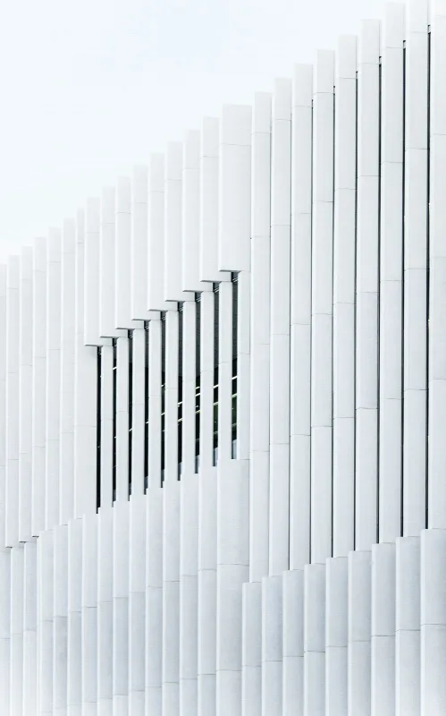 White ribbed facade